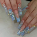 Blue Butterfly Glam Nails
