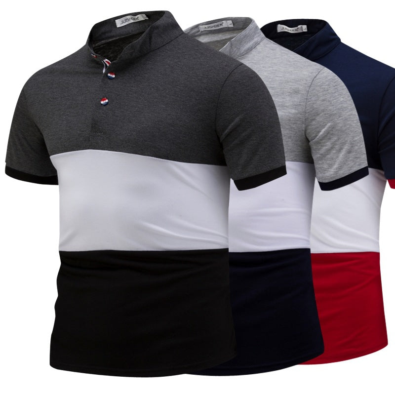 New Summer Short Sleeve Polo with Color Block Design