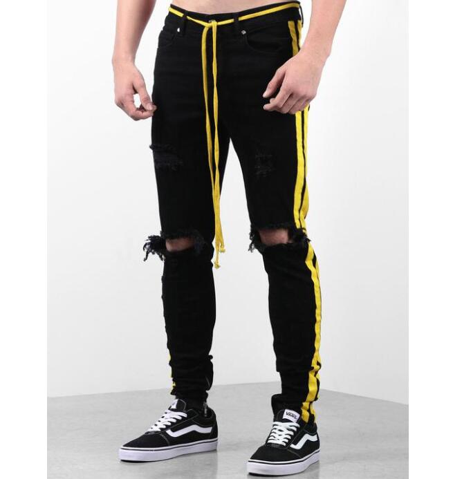 Distressed Stripe Denim Jeans