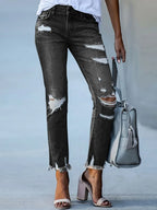 High-Waisted Slim-Fit Ripped Skinny Jeans for Women