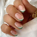 Green French Flower Nails