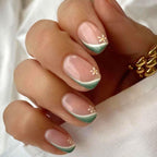 Green French Flower Nails