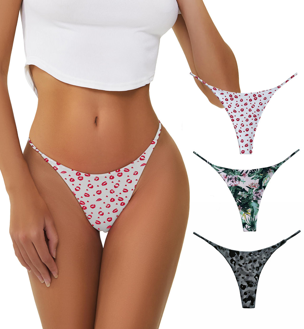 chahoo Sexy Underwear for Women Thong Low Rise G-String Panties 3-Pack Low Waist T Back String Underpants Gift for Women