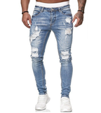 Men's Slim Fit Ripped Jeans - Casual Denim Trousers