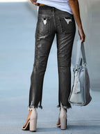 High-Waisted Slim-Fit Ripped Skinny Jeans for Women