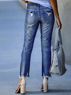 High-Waisted Slim-Fit Ripped Skinny Jeans for Women