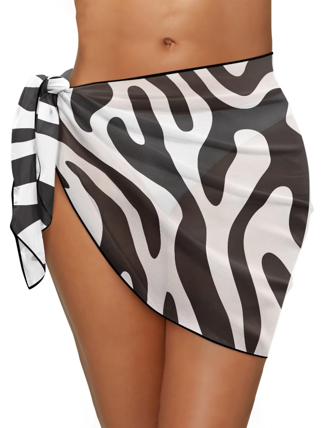 GETELINSENG Zebra Stripes Print Womens Sarong Swimsuit Cover Ups Bathing Suit Coverups Chiffon Sheer Beach Wrap Skirts