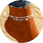Heart Zircon Anklet for Women | Gold & Silver Waterproof Jewelry