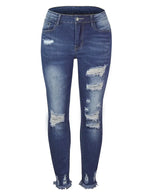 High-Waisted Slim-Fit Ripped Skinny Jeans for Women