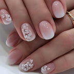 White Ombre Flower Nails