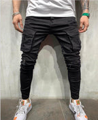 Multi-pocket Ripped Stretch Skinny Jeans