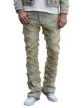 LOGEQI Mens Ripped Bootcut Jeans Slim Fit Bell Bottom Jeans for Men 70s Ripped Flared Denim Pants Stacked