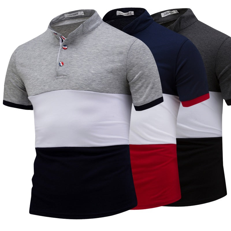 New Summer Short Sleeve Polo with Color Block Design