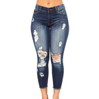 Women's Elastic Slim Fit Ripped Skinny Jeans