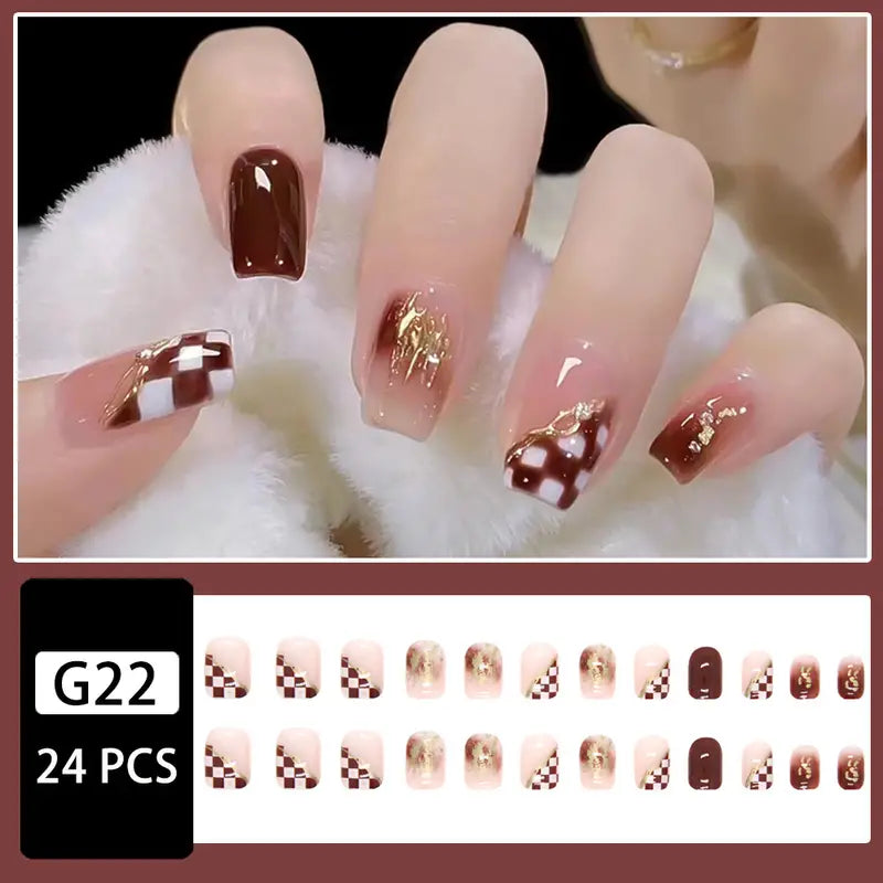 Chocolate Checkerboard Nails