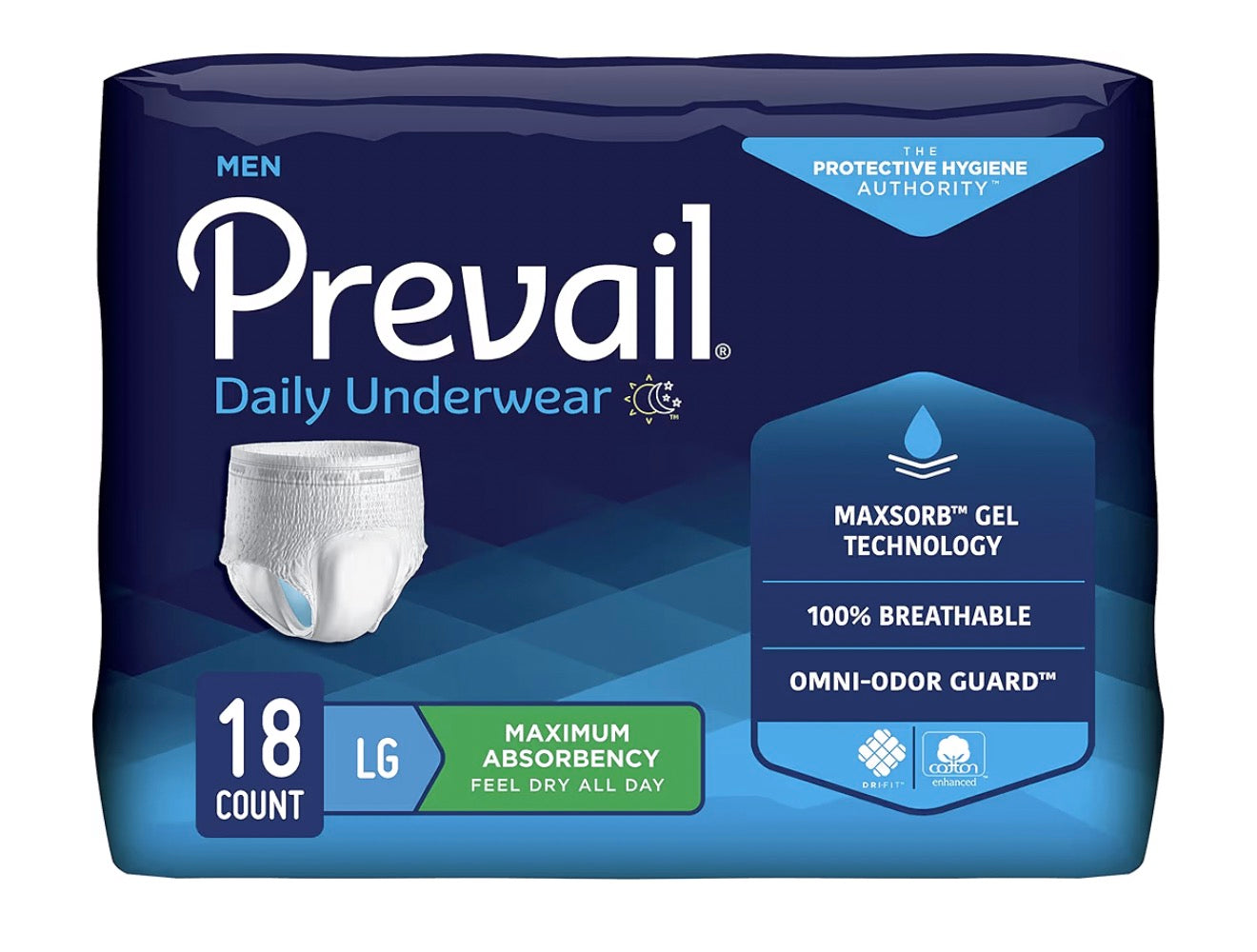 Prevail Men's Daily Underwear - Maximum Absorbency (18 Count)
