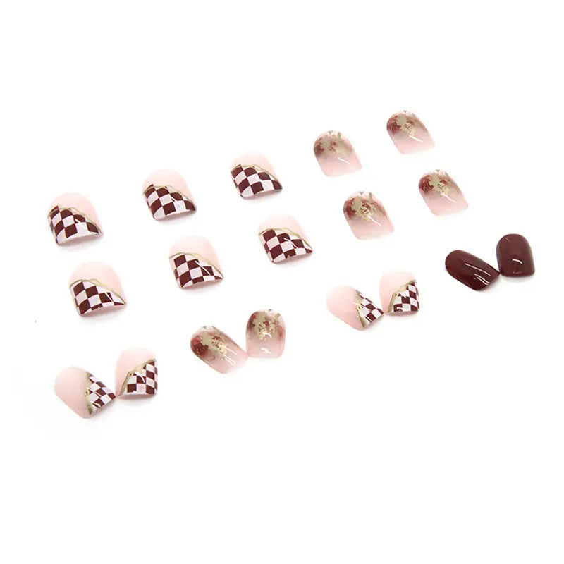 Chocolate Checkerboard Nails