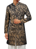 Runcati Mens Kurta Sherwani Coats Kaftan Indian Ethnic Royal Suits Shiny Mandarin Collar Wedding Festive Party Blazer