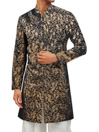 Runcati Mens Kurta Sherwani Coats Kaftan Indian Ethnic Royal Suits Shiny Mandarin Collar Wedding Festive Party Blazer