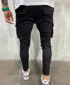 Multi-pocket Ripped Stretch Skinny Jeans