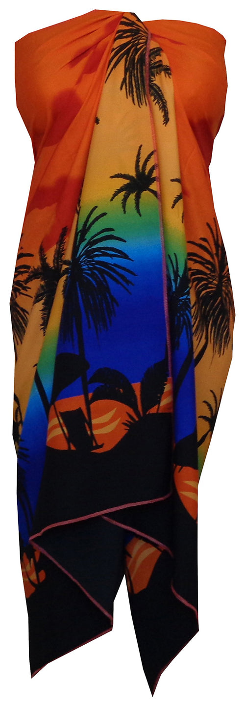 ALVISH Sarong 42 Women Scenic Coconut Printed Beach Swimsuit Wrap One Size Pareo Orange