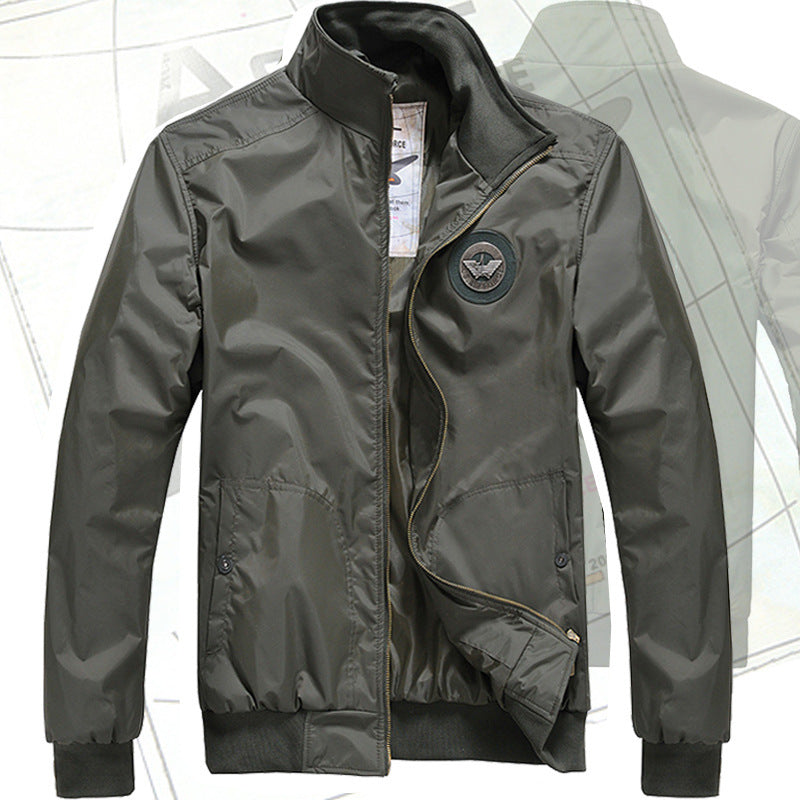 Men's Aviator Air Force Jacket – Casual Bomber Style in Black & Army Green