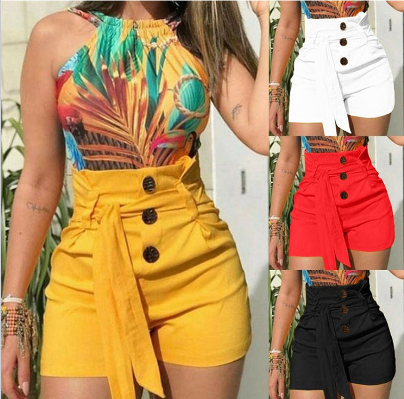 High-Waisted Fashionable Women's Beach Shorts