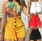 High-Waisted Fashionable Women's Beach Shorts