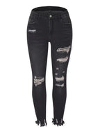 High-Waisted Slim-Fit Ripped Skinny Jeans for Women