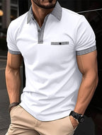Men's Color Block Short Sleeve Polo Shirt