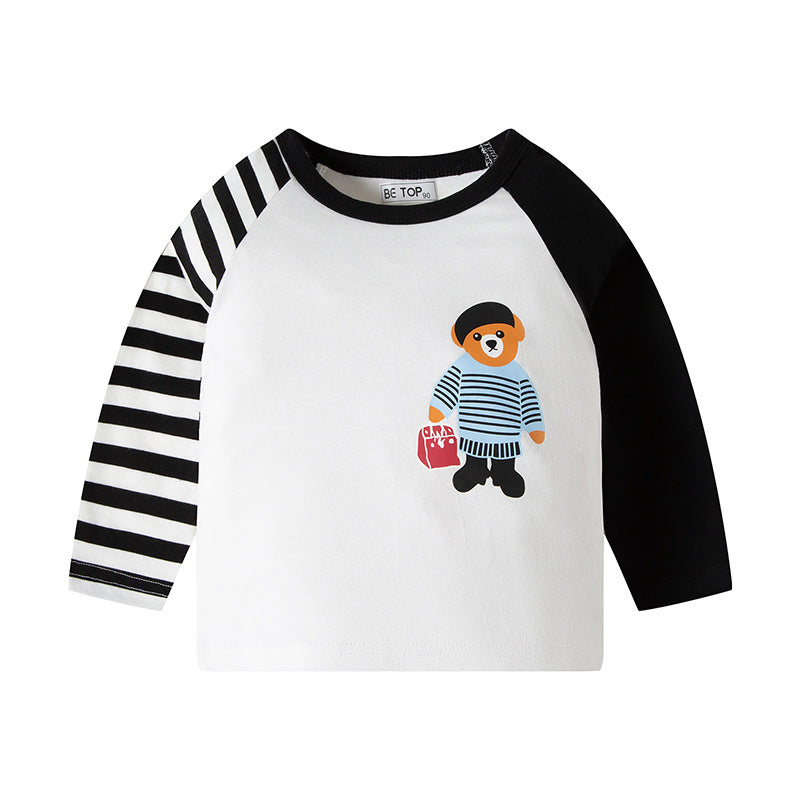 Cartoon Bear Long-sleeved T-shirt for Boys (3-10 Years)