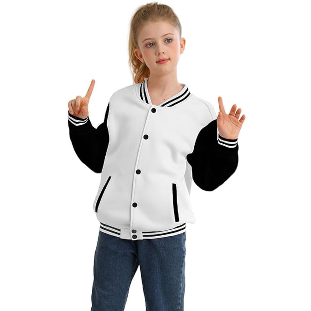 Icibgds Kids Varsity Jacket Boys Baseball Jacket Sports Outerwear Zipper Coat for Girls School Uniform