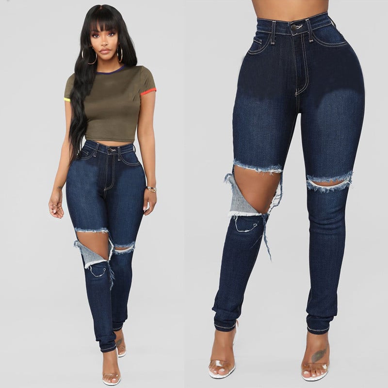Ripped Slim Fit Skinny Jeans for Women