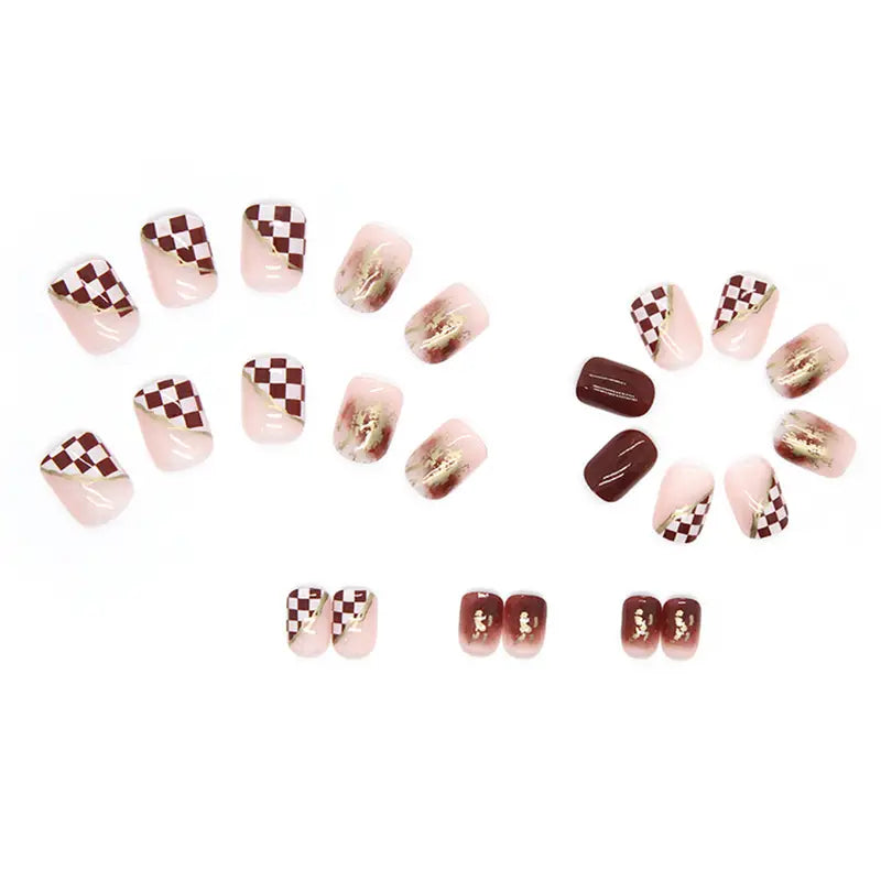 Chocolate Checkerboard Nails