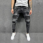 Men's Torn Patch Skinny Jeans for Fashion Forward Style