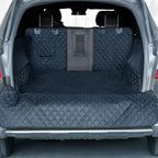 PETICON SUV Cargo Liner for Dogs with Mesh Window Waterproof Pet Cargo Cover Dog Seat Mat for SUVs Sedans Vans with Bumper Flap Protector Non-Slip Large Size Universal Fit