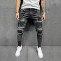 Men's Torn Patch Skinny Jeans for Fashion Forward Style