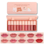 10 Colors Lip Tint Stain Mini Liquid Lipstick Set Korean Velvet Watery Lip Stain Moisturizing Natural Lip Gloss Multi-Use Lip and Cheek Tint Non-Stick Cup High Pigment Long-Lasting Vivid Color