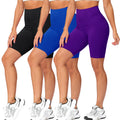 Natural Feelings 3 Pack Biker Shorts for Women-8" Workout Athletic Gym Sports Yoga Shorts Pants High Waist Cycling Shorts