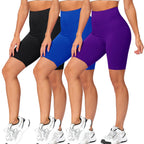 Natural Feelings 3 Pack Biker Shorts for Women-8" Workout Athletic Gym Sports Yoga Shorts Pants High Waist Cycling Shorts