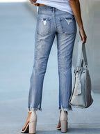 High-Waisted Slim-Fit Ripped Skinny Jeans for Women