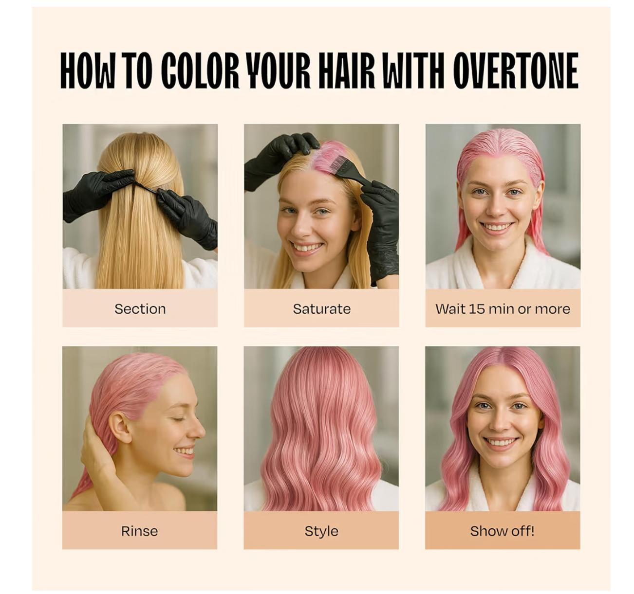 oVertone Cotton Candy Pink Color Depositing Treatment Mask - No Bleach, No Damage