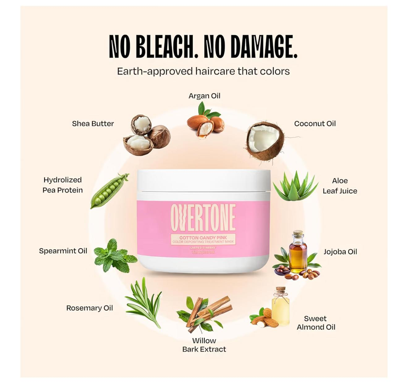 oVertone Cotton Candy Pink Color Depositing Treatment Mask - No Bleach, No Damage